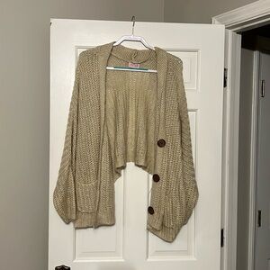 Pink Lily crop sweater cardigan